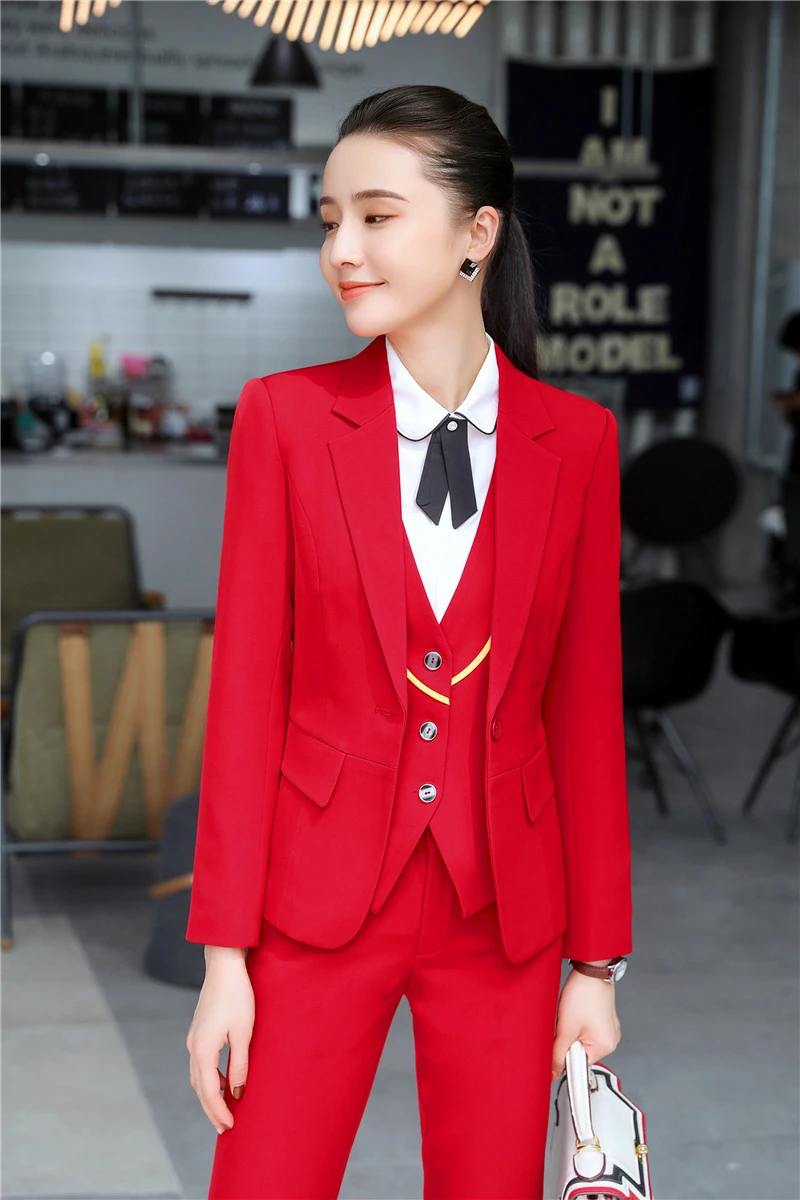 Женский деловой костюм комплект из 3 предметов куртки и брюки жилет для женщин