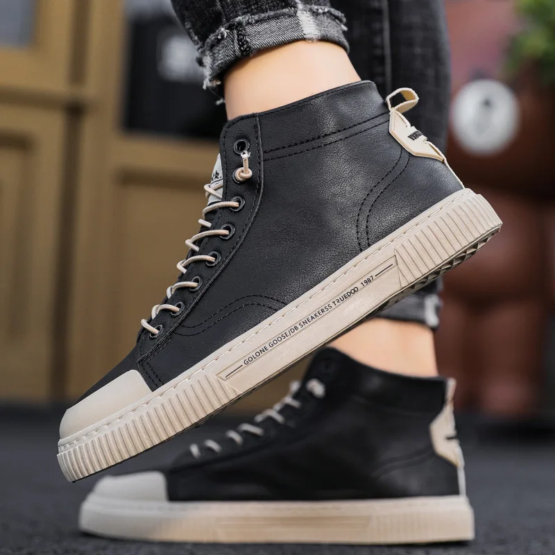 

Autumn New Men's Martin Boots Fashion Leather Waterproof Lace-up Military Boots 2021 Men's Ankle Non-Slip Men's Sports Shoes