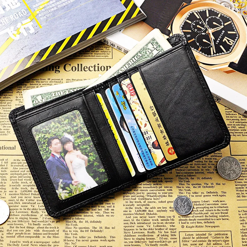 Роскошный черный кошелек из натуральной кожи с передним карманом Мужской