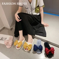 flat slippers for women summer style flat slippers with bow furry slides for women bottoms womens fashion shoes slippers women