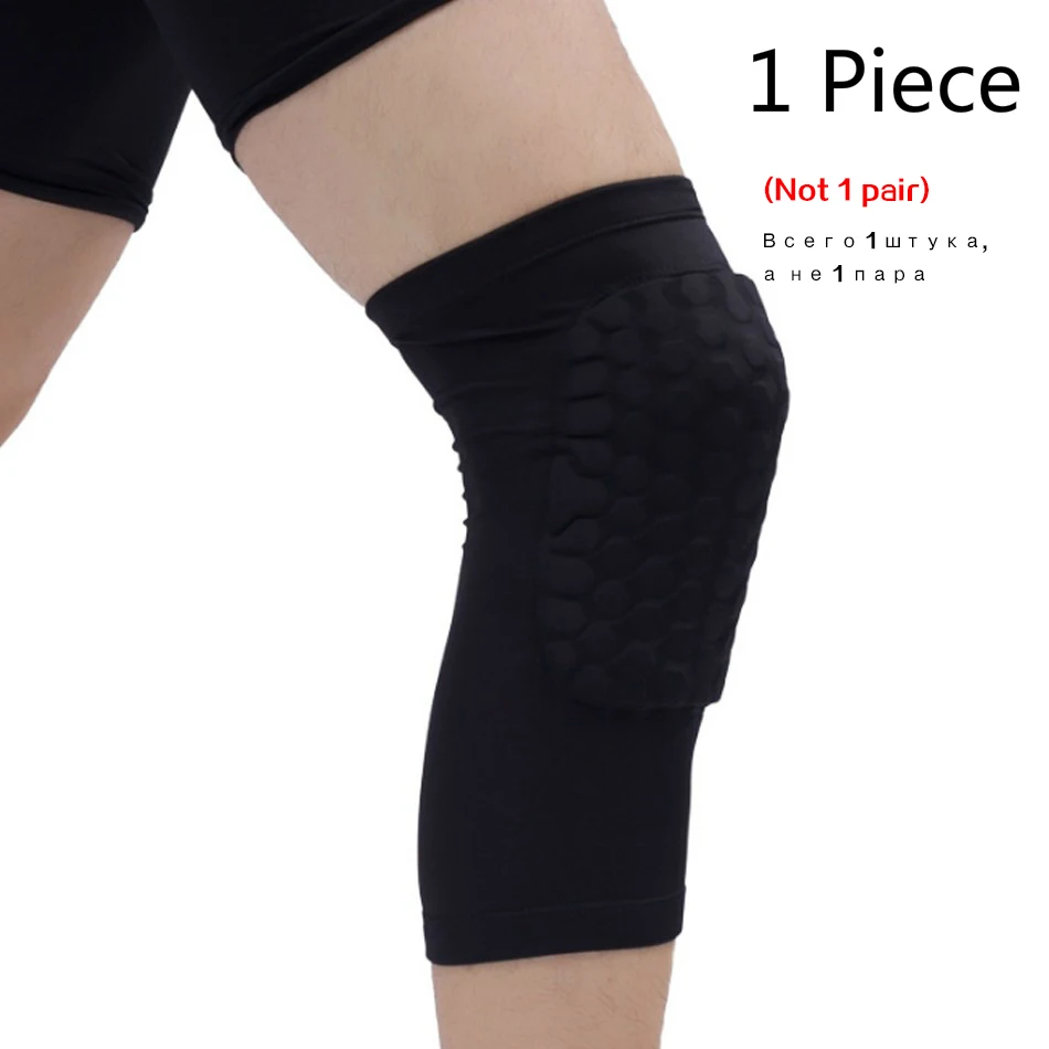 1PC Short Knee Black Стоящий 1 шт. баскетбольные наколенники протектор компрессионный рукав соты фиксатор из пенопласта наколенники фитнес снаряжение волейбол поддержка - Цвет: 1PC Short Knee Black