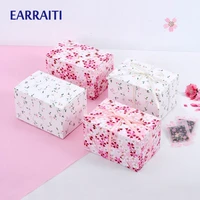 10pcs white pink flower japanese candy box wedding gift handmade soap snacks jar cookie box packaging birthday party ribbon