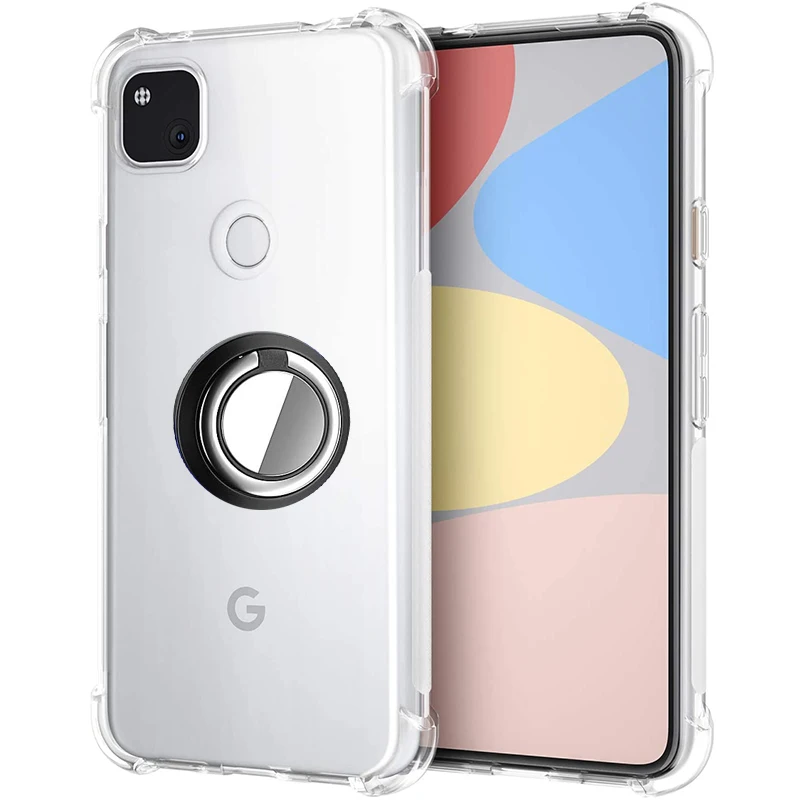Чехол для Google Pixel 5 мягкий прозрачный чехол из ТПУ ударопрочный с кольцом XL Pixlel 4A 4