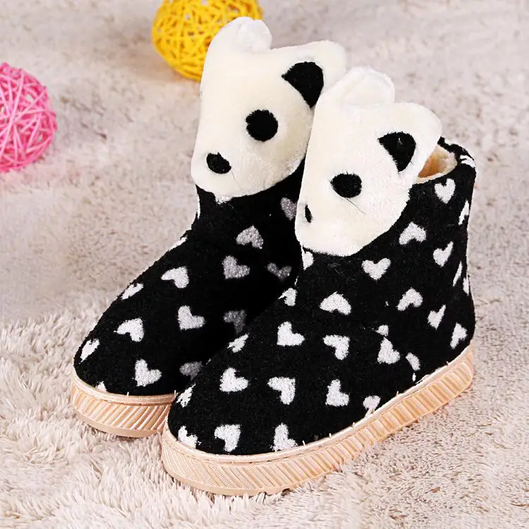 Детские зимние ботинки; зимняя обувь для девочек; плюшевые теплые детские ботинки с рисунком; студенческие кроссовки; нескользящая красивая детская обувь ярких цветов - Цвет: Blcak 1