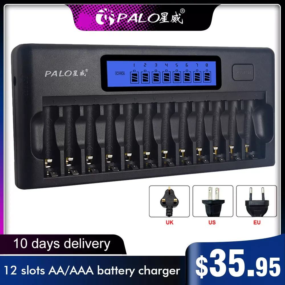 Зарядное устройство PALO на 4 48 ячеек AA AAA умное быстрое зарядное с ЖК дисплеем для