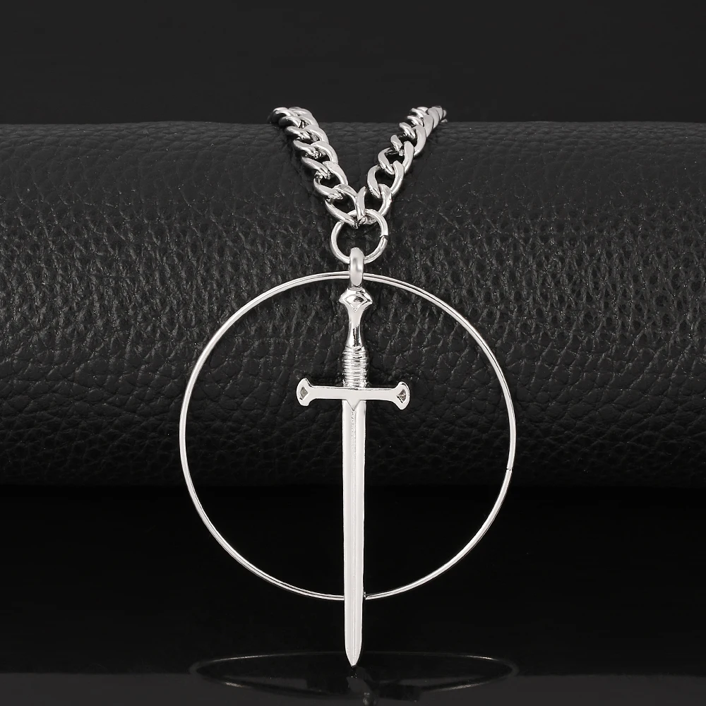 Панк очарование мечи Серебрянное колье чокер цвет круглый меч гот кулон ожерелья