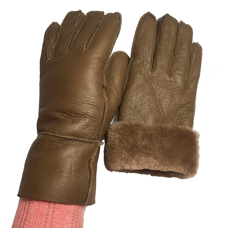 Женские перчатки Модные новые зимние кожаные 2020 натуральная кожа коричневые