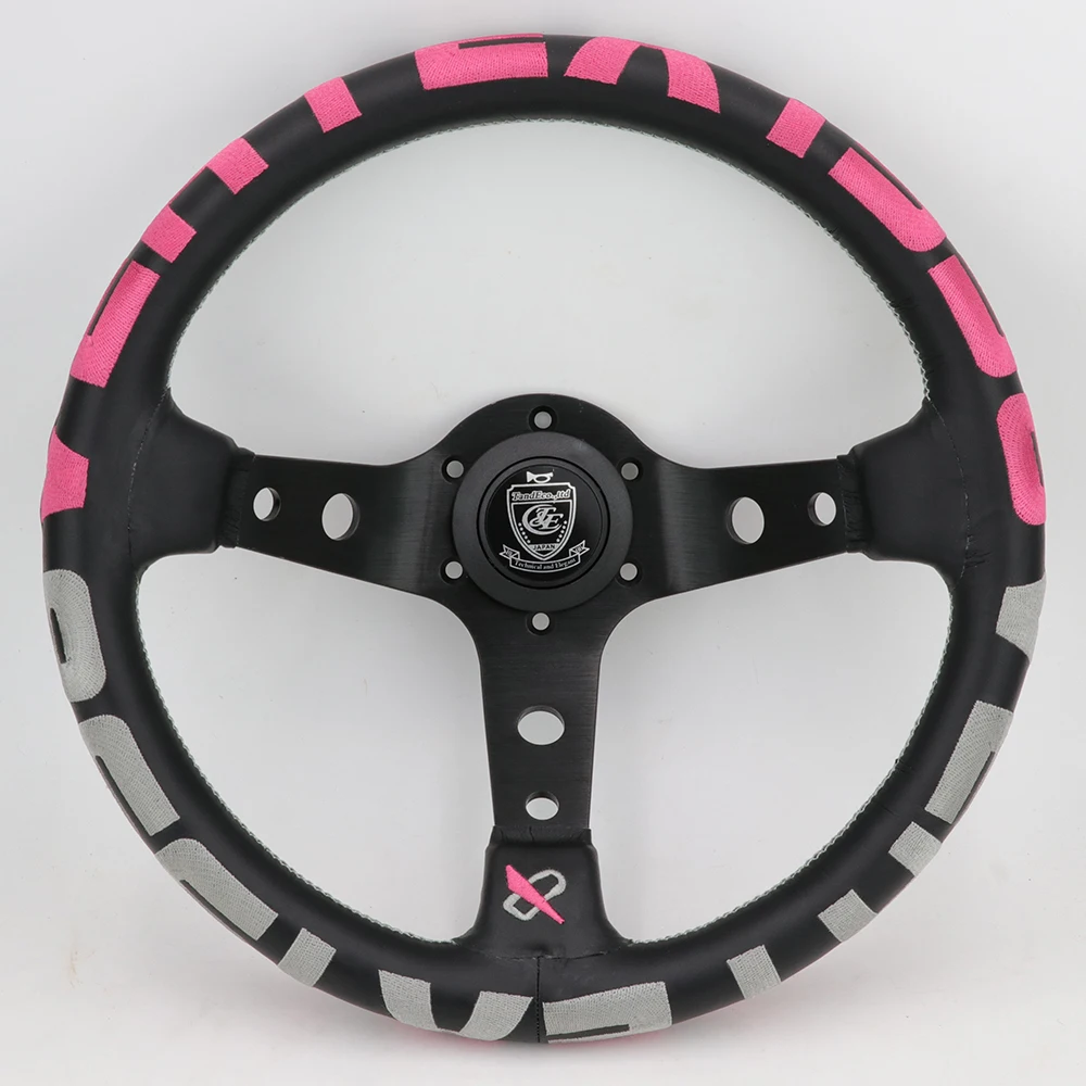 

13-дюймовые спортивные рулевые колеса из 1996 натуральной кожи с розовой вышивкой
