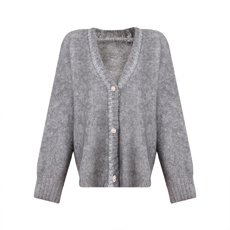 

SHENGPALAE Fashion Simple Solid Color Knit Cardigan Women Autumn 2021 New Loose Single Breasted Long Sleeve Sweater Coat 5E2492