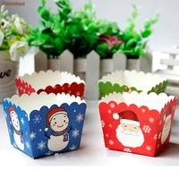 50pcs christmas new xmas style santa snowman paper cake cup baking cup out baking tools muffin kitchen cupcake cases cake tools