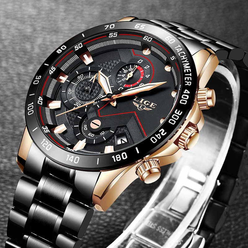 Новинка LIGE спортивные мужские часы с хронографом Лидирующий бренд роскошные