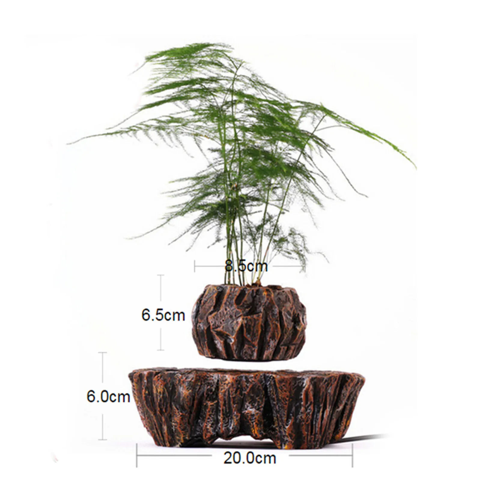 

Vintage Levitating Air Bonsai Floating Pot Imitation Wood Grain Suspended Polygon Flower Pots For Home Office Desk Decor