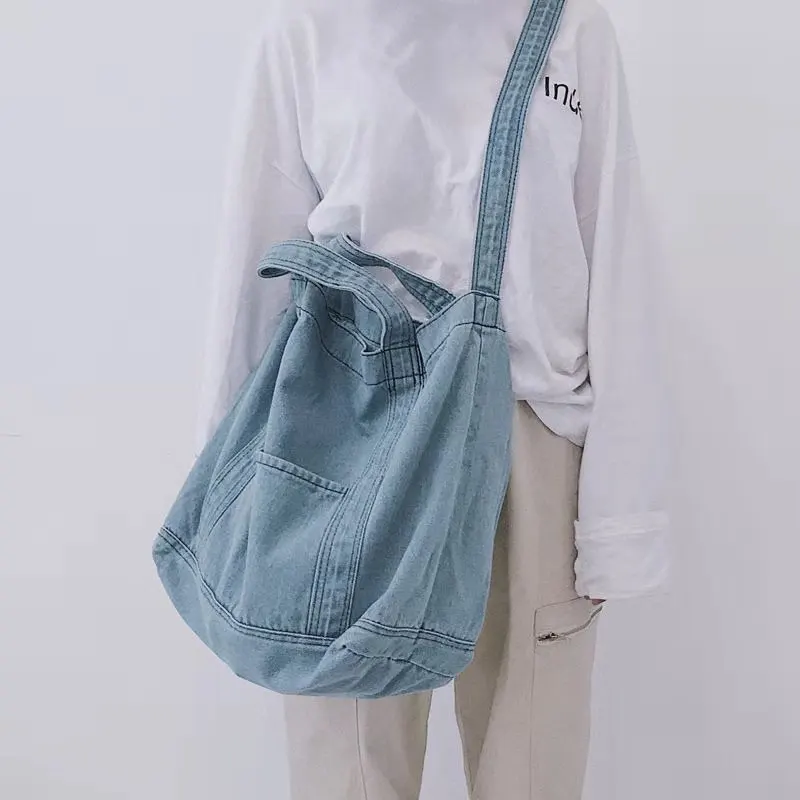 

Оригинальная женская сумка, индивидуальная Повседневная сумка через плечо, джинсовая Студенческая сумка для колледжа, сумка для покупок, ж...