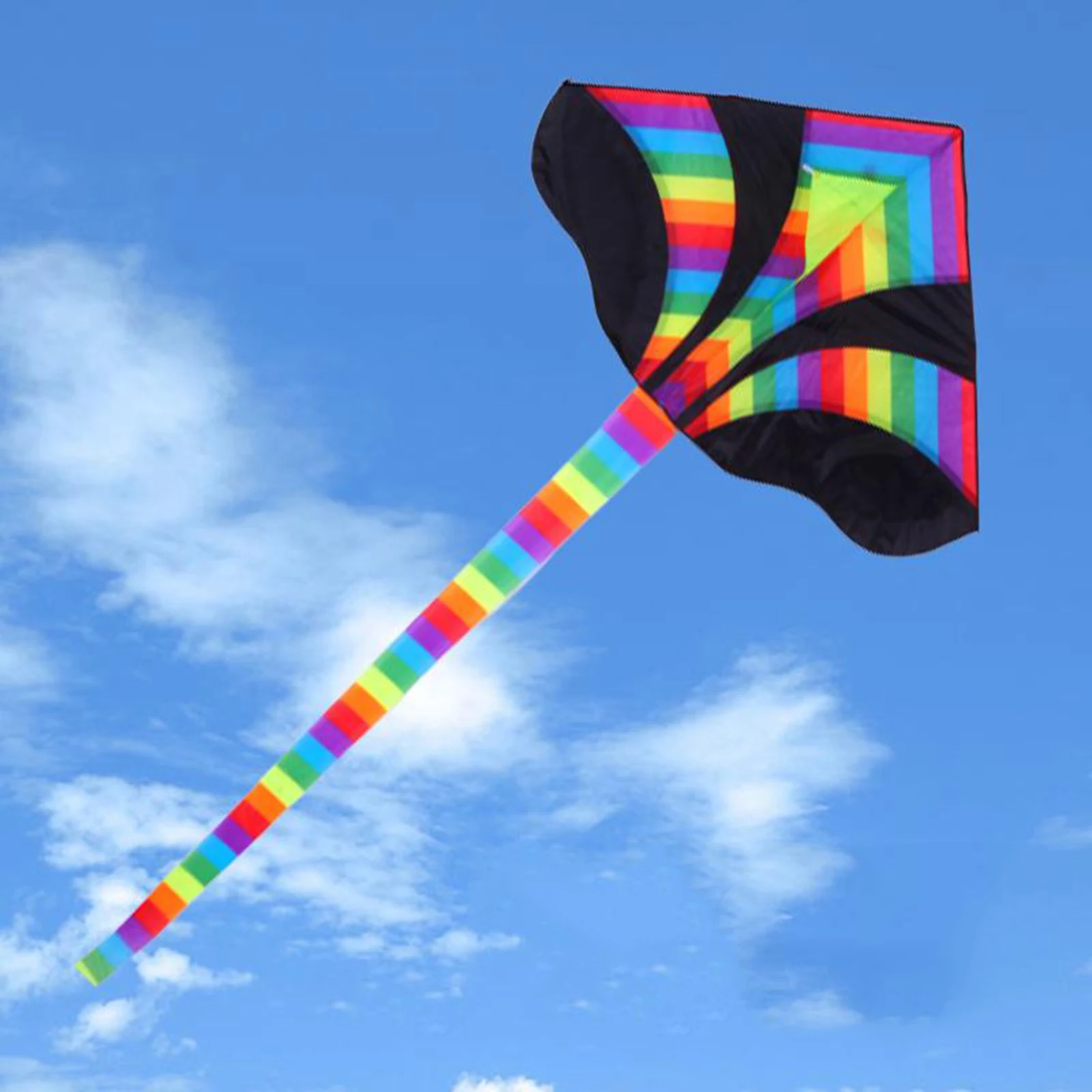 

Huge Colorful with Long Tail Rainbow Kite for Children Enjoy Family Kids