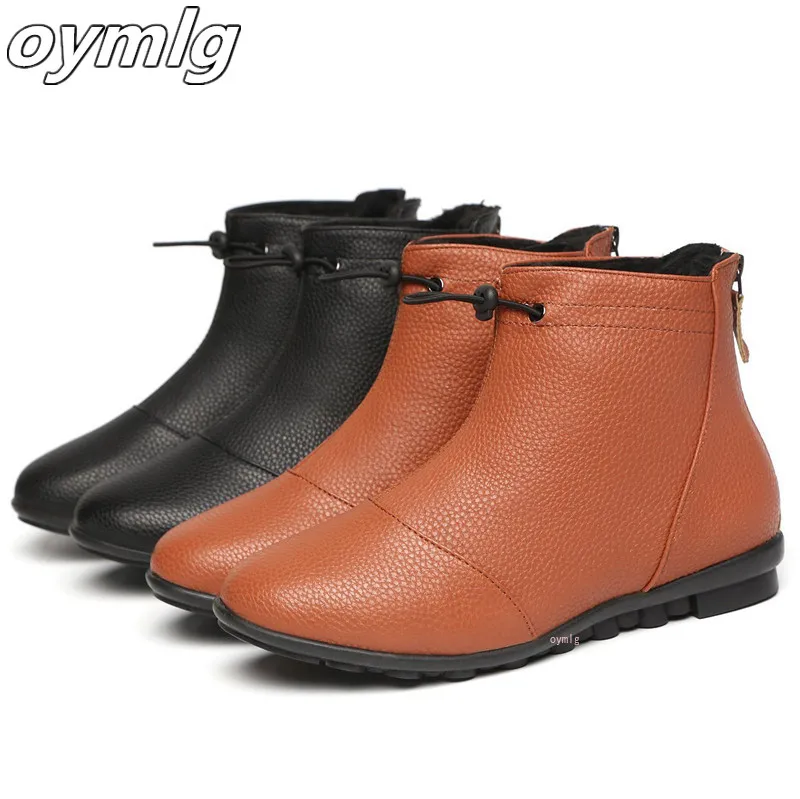 

2020 Vintage Style PU Leather Women Boots Flat Booties Soft Lining Women's Shoes Back Zip Ankle Boots zapatos mujer