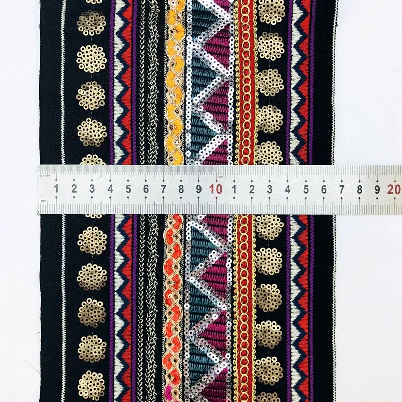 Кружевная лента с блестками для шитья ширина 16 см 1 размер | Дом и сад