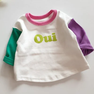 

2021 Autumn New Arrival Girls Long Sleeve Cartoon Cotton T Shirt Kids Cotton Tops Boys and Girls Baby Long-sleeved Stitching Top