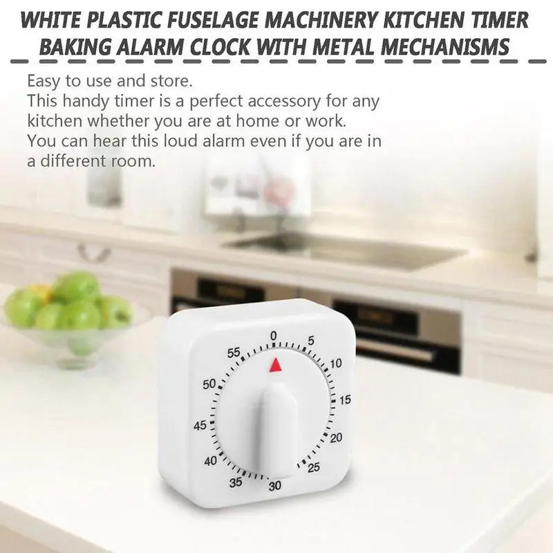 

60 Minutes Kitchen Timer Count Down Alarm Reminder White Square Timer For Kitchen Mechanical H7D9