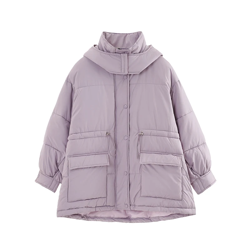

2020 New Cotton-padded Jacket Women Winter Korean Style Loose Ins Bread Coat Manteau Femme Hiver Short Parka Purple Coat
