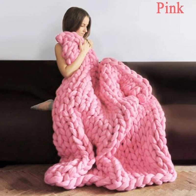 

100X120cm New Warm Handmade Chunky Knit Blanket Thick Line Bed Decor