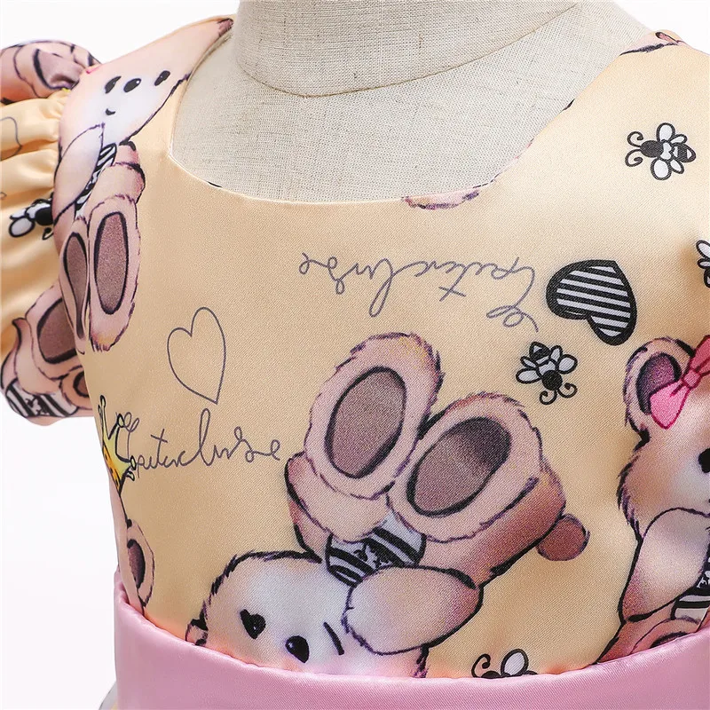 Новинка 2020 платье DreKids с рисунком маленького медведя в форме сердца официальное