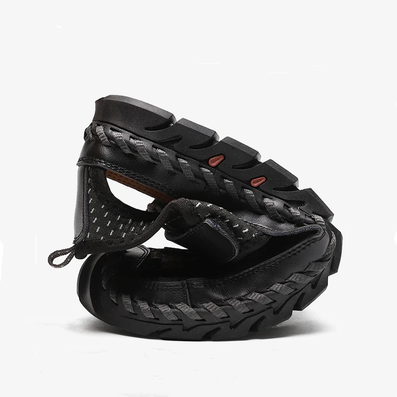 

Merkmak 2021 Male Shoes Genuine Leather Men Sandals Summer Men Shoes Beach Fashion Outdoor Casual Non-slip Footwear Size 38-48