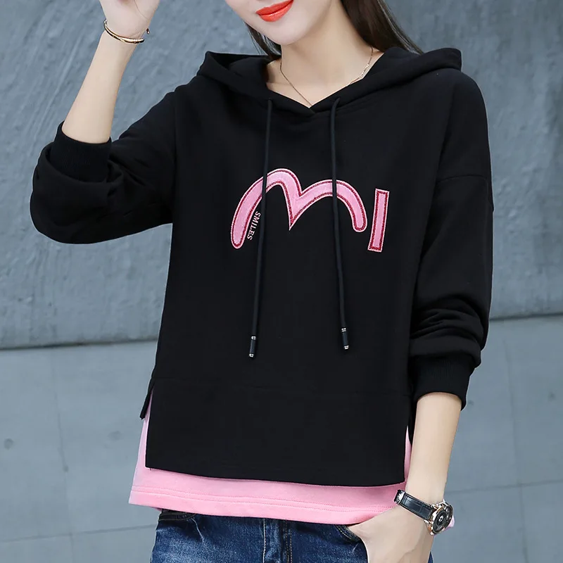 Женский трикотажный джемпер черный свободный свитер с длинным рукавом