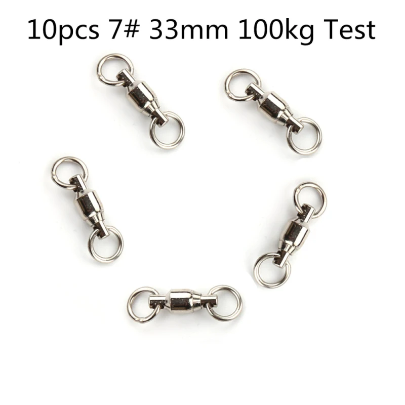 10pcs Size 7 JOSHNESE 10 шт/20 штук Размеры 0/1/2/4/6/7/8# Нержавеющая сталь рыболовный крючок шарикового поворотного подшипника с твердых серебряное кольцо разъем рыболовный крючок - Цвет: 10pcs Size 7