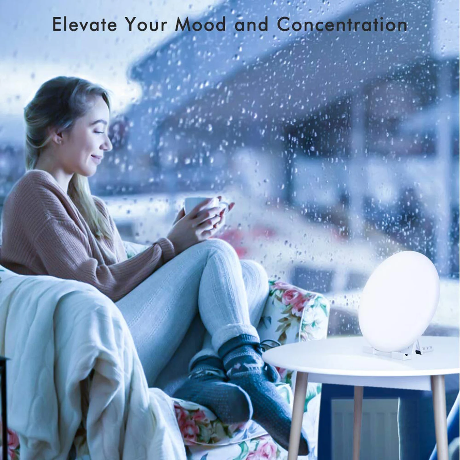 

Happy Sun Lamps Sad Light with Nature Bright UV-Free 10000 Lux LED Touches Control Timer 4 Adjustable Brightness HUG-Dea