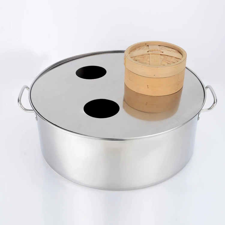 

Three four holes stainless steel commercial steamer bottom pot dumplings Shaxian county snack restaurant steamer saucepan pan