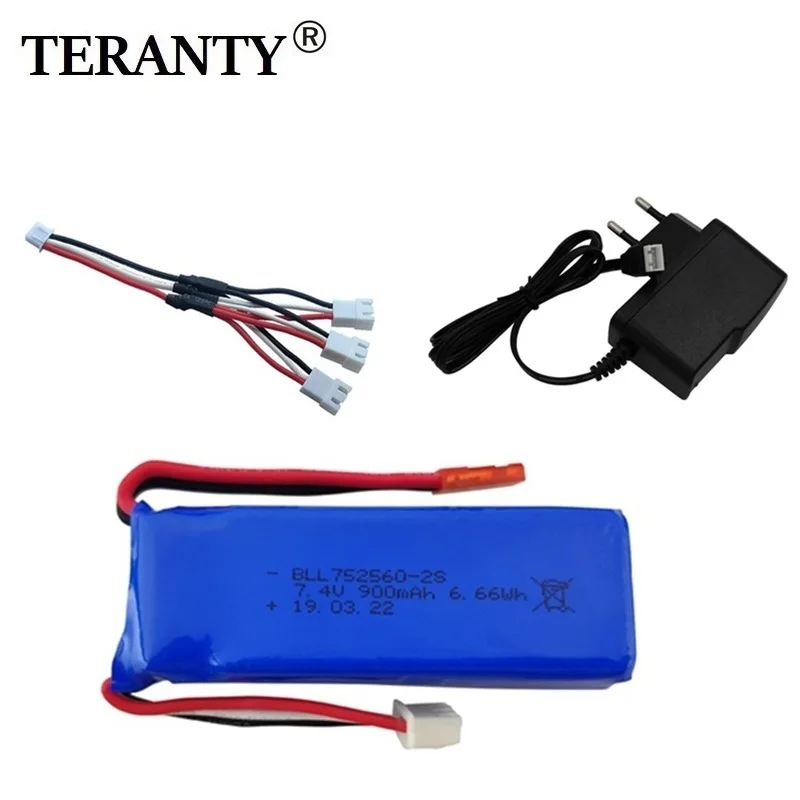 

7.4V 900mAh Lipo Battery and charger For XK X520 XK X420 RC Quadcopter Helicopter Spare Parts for 7.4v 752560 Drone battery