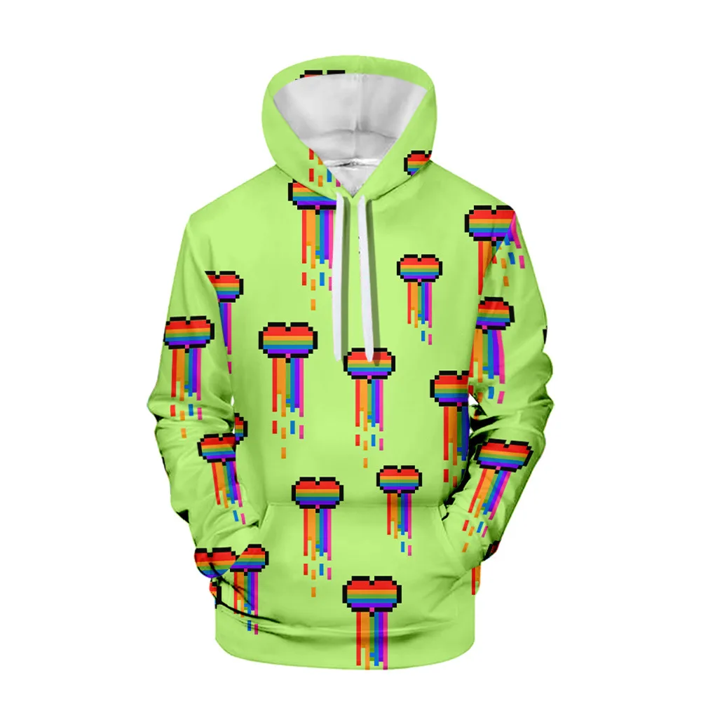 

New Products Creative Mini Pixels Peripheral Printing 3D Hooded Drawstring Men's Can Be Customized