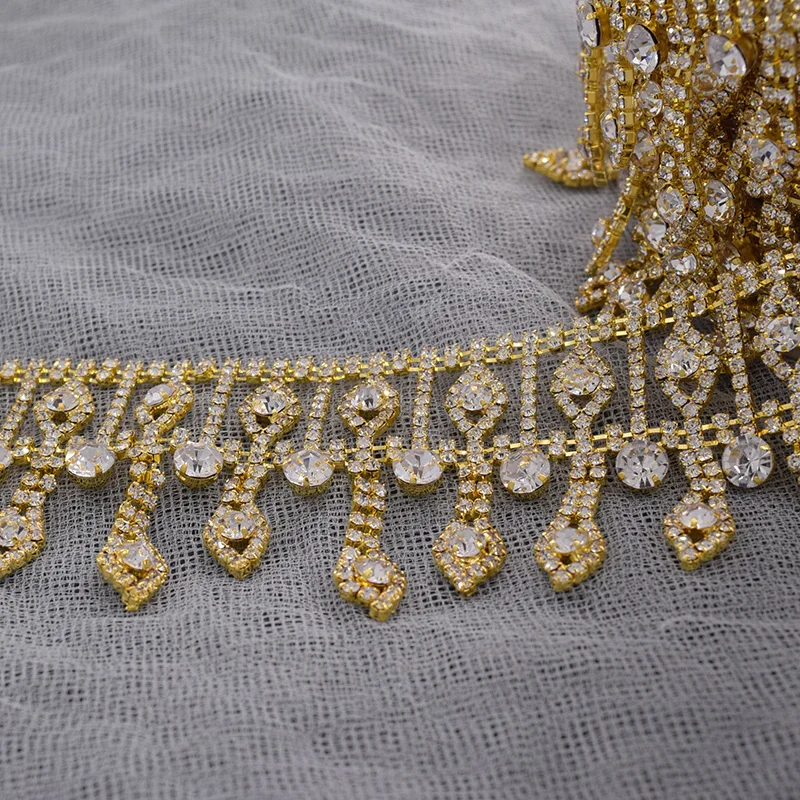 5 ярдов/партия золотая отделка аппликация ширина 8 см стразы свадебное платье