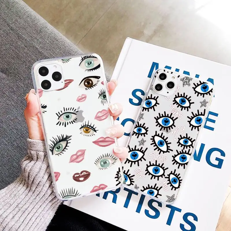 

Lucky Eye Blue Evil Eye Print Phone Case Transparent for iPhone 7 8 11 12 13 mini pro X XS XR MAX Plus
