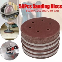 50pcs 6 150mm sandpaper aluminium oxide 6 hole sanding discs hookloop grit 60 80 120 180 240 abrasive tools