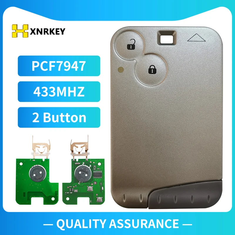 

Ключ для смарт-карты XNRKEY PCF7947, 2 кнопки, чип 433 МГц, без логотипа, серое лезвие для дистанционного автомобильного ключа Renault Laguna
