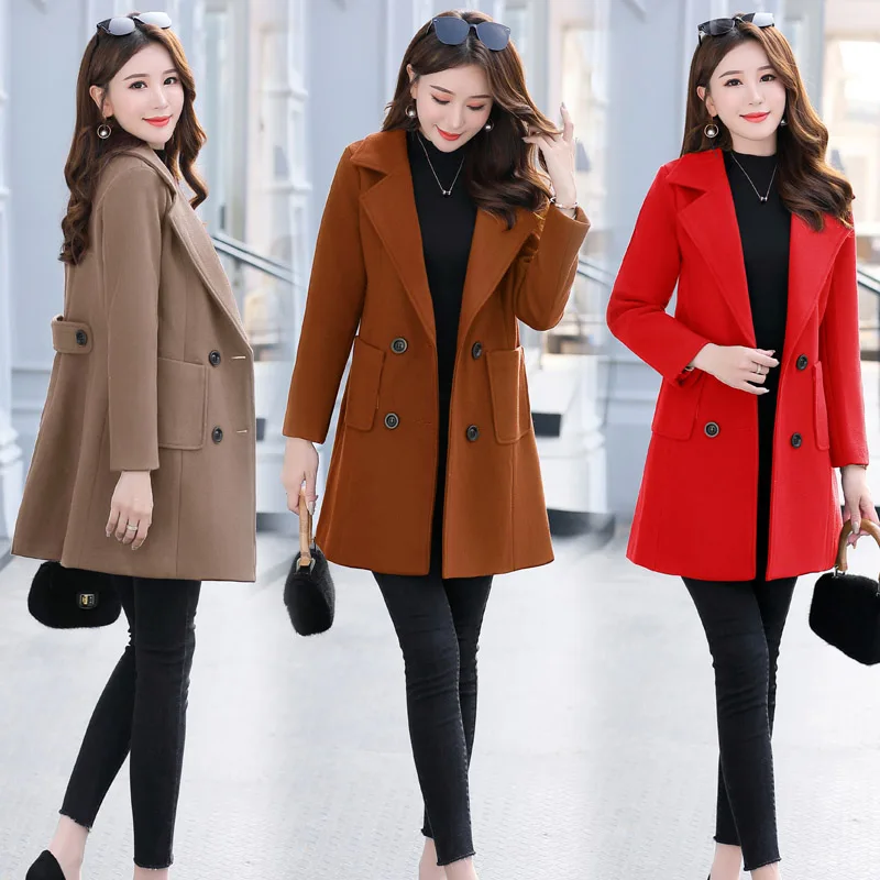 

winter coats and jackets double-breasted woolen coat jacket woman wool coat women Wool & Blends coats woman jacket