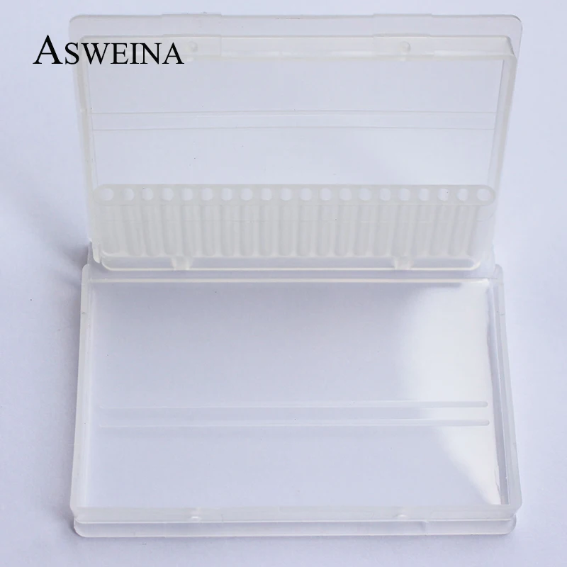 ASWEINA 1 шт. 20 отверстий пластиковые прозрачные сверла для ногтей акриловая коробка дисплей стенд контейнер для 3/3" сверло выставочный инструмент