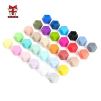 bobo box 10pcs hexagon silicone beads 14mm food grade baby teether bpa free diy necklace pacifier chain baby teething care gift