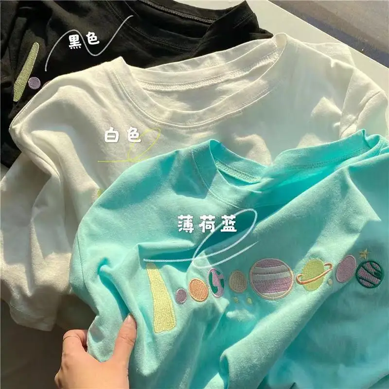 

New Kawaii Girl Y2k Candy color Japanese loose Anime Vogue Cute tshirt Women's Oversized Short Sleeve Goth T-Shirts Urban Basic