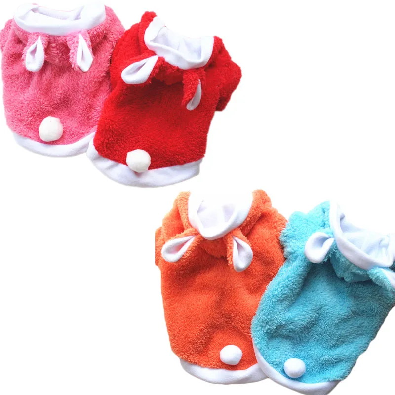 

Fleece Pet Clothes Dog Hoodies Hooded Coat Autumn Winter Rabbit Ears Sweatshirt Jacket For Small Dogs Yorkshire Terrier Sweaters