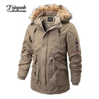 FOJAGANTO мужское зимнее хлопковое пальто средней длины толстые однотонные парки в британском стиле с меховым воротником повседневное теплое пальто с принтом для мужчин