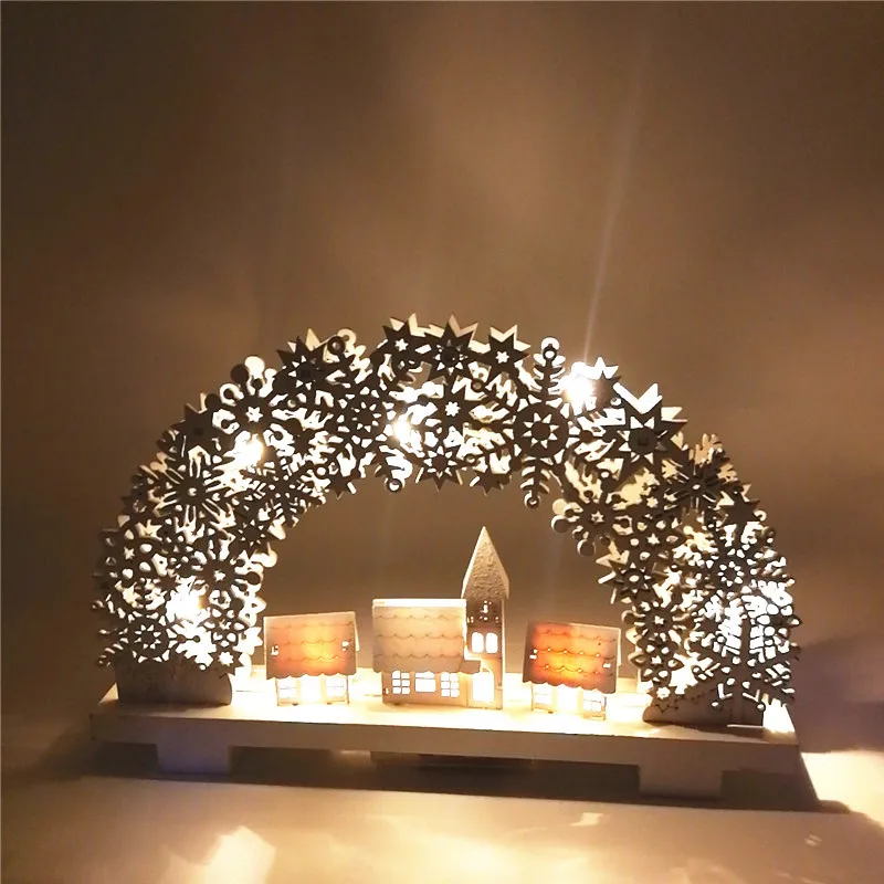 

2022 New Wooden Luminous Garland Ornaments, 31cm, Christmas Decorations, Festive Party Scene Decoration, Gifts for Children,