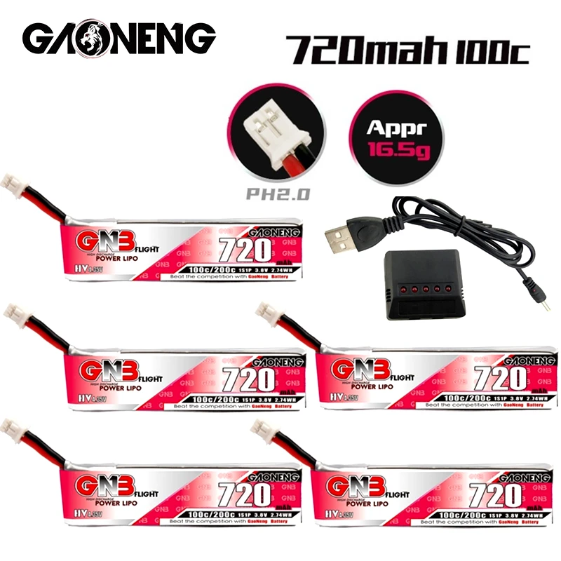 GAONENG GNB 720 мАч 1S HV Lipo аккумулятор и зарядное устройство 3 8 в 100C/200C для квадрокоптера