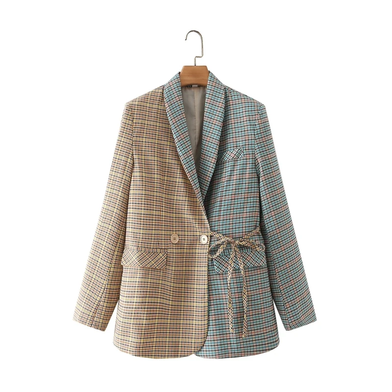 

Женская демисезонная блестящая куртка в стиле пэчворк, женское повседневное пальто с отложным воротником и двумя пуговицами и карманами на...