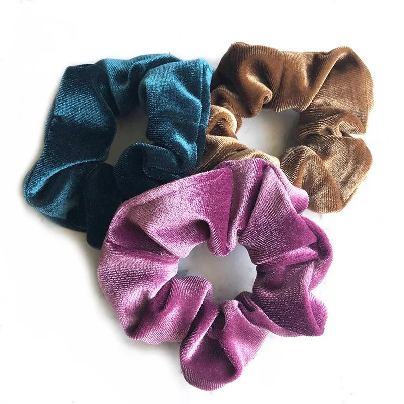 Бархатные резинки для женщин эластичные волос зимние аксессуары 2019 VERVAE 15 цветов -