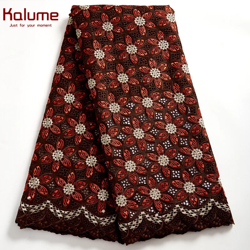 

Kalume Cotton Lace Fabric 5 Yards African Nigerian Swiss Voile Fabric High Quality Embroidery For Diy Sewing Wedding H2537