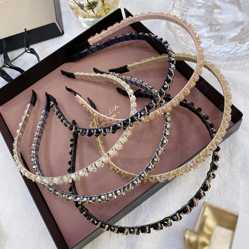 

New Fashion Rhinestone Headband Women Fresh Party Travel Hair Accessories Top Quality Handmade Turban Wholesale