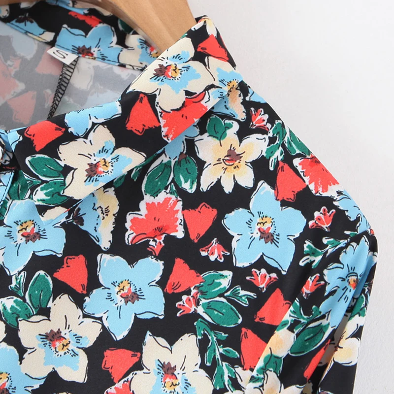 Женское плиссированное платье с высокой талией этническое цветочным принтом и