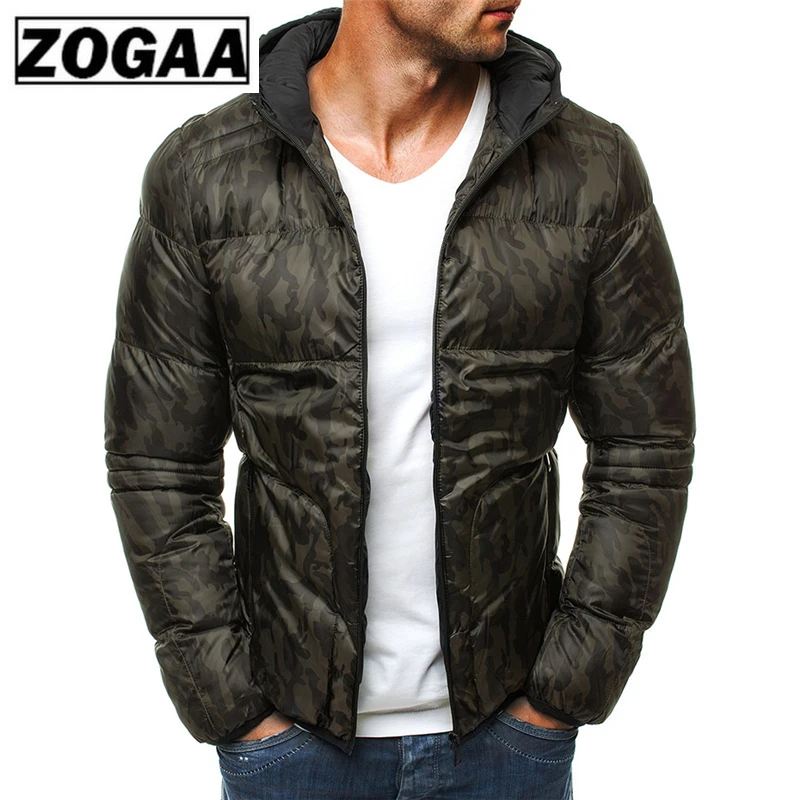 ZOGAA/зимние мужские теплые парки пальто хлопковые толстые куртки с капюшоном и